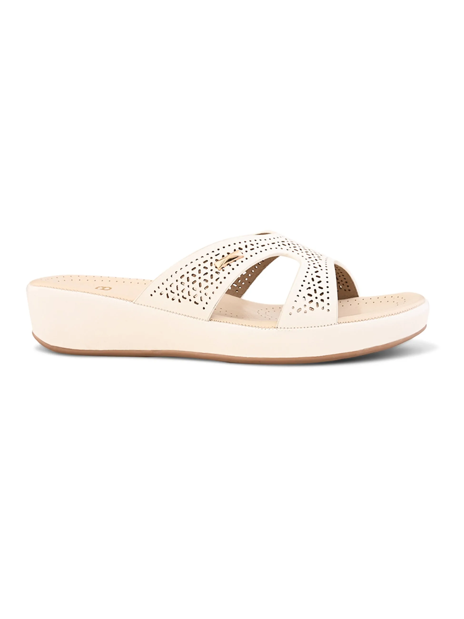 Pelle Albero Female's White Faux Leather Flat Slipper