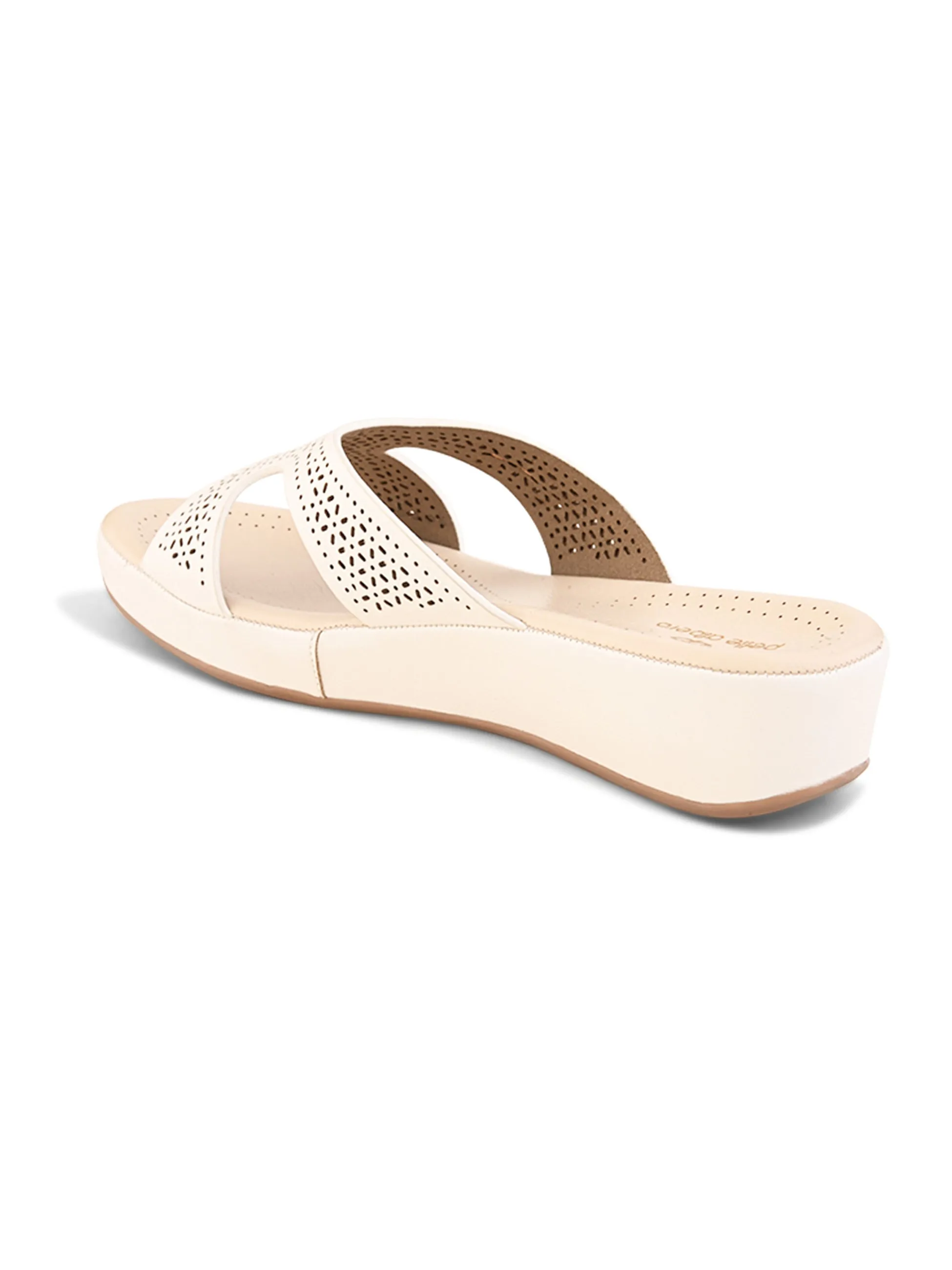 Pelle Albero Female's White Faux Leather Flat Slipper