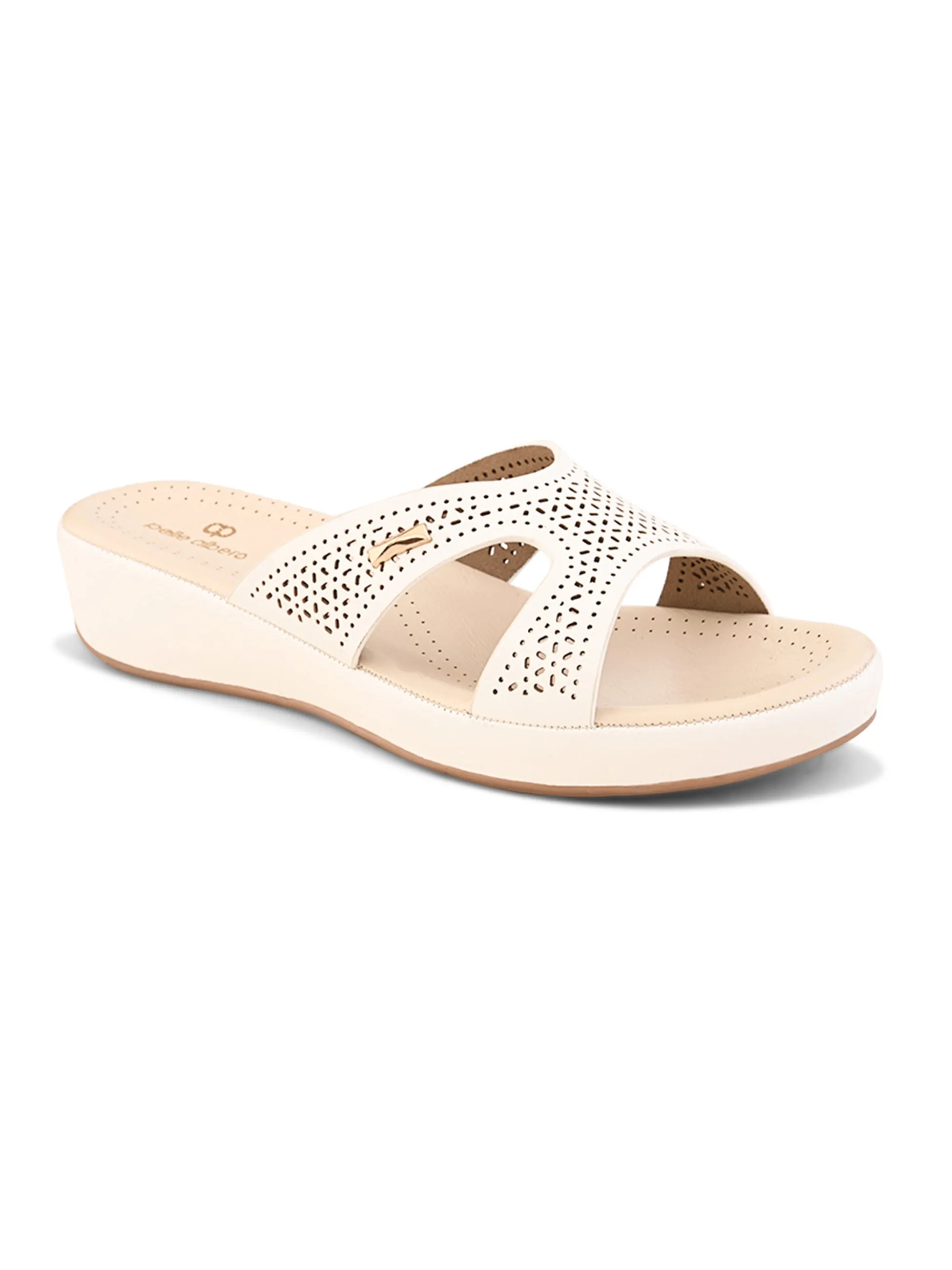 Pelle Albero Female's White Faux Leather Flat Slipper
