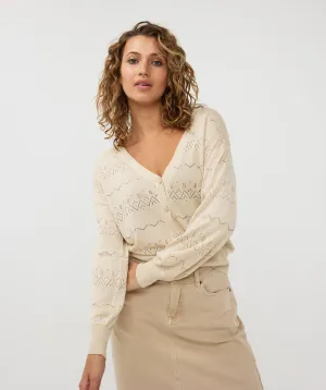 Pointelle Knit Lurex Cardigan