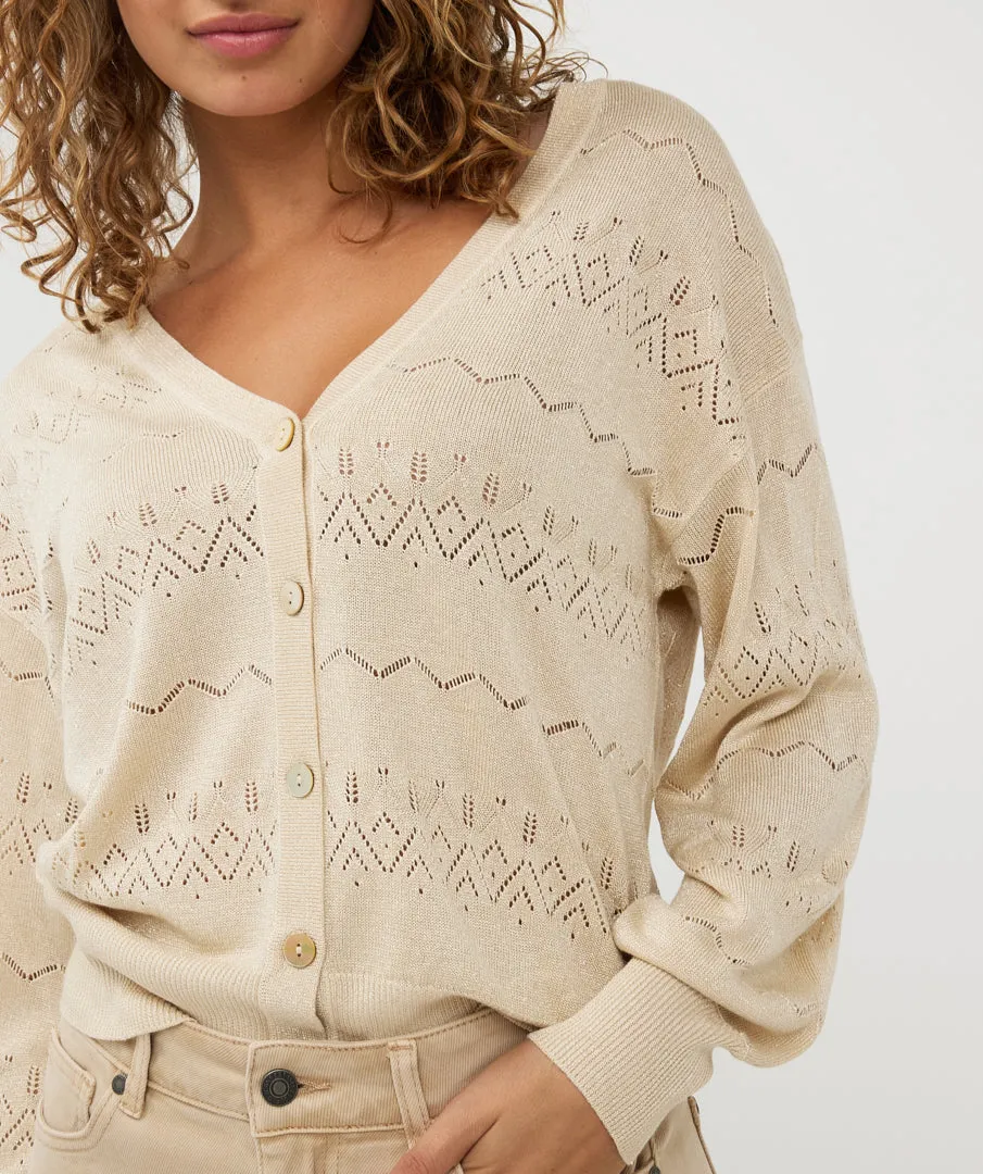 Pointelle Knit Lurex Cardigan