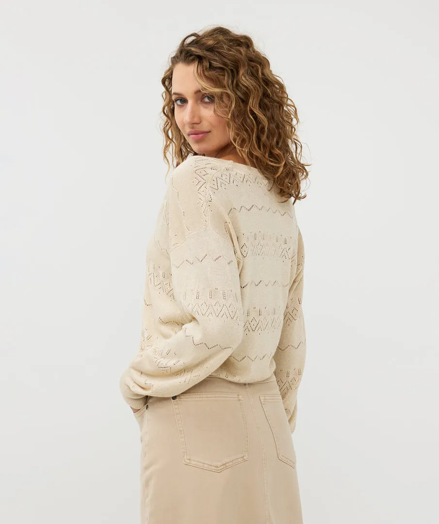Pointelle Knit Lurex Cardigan