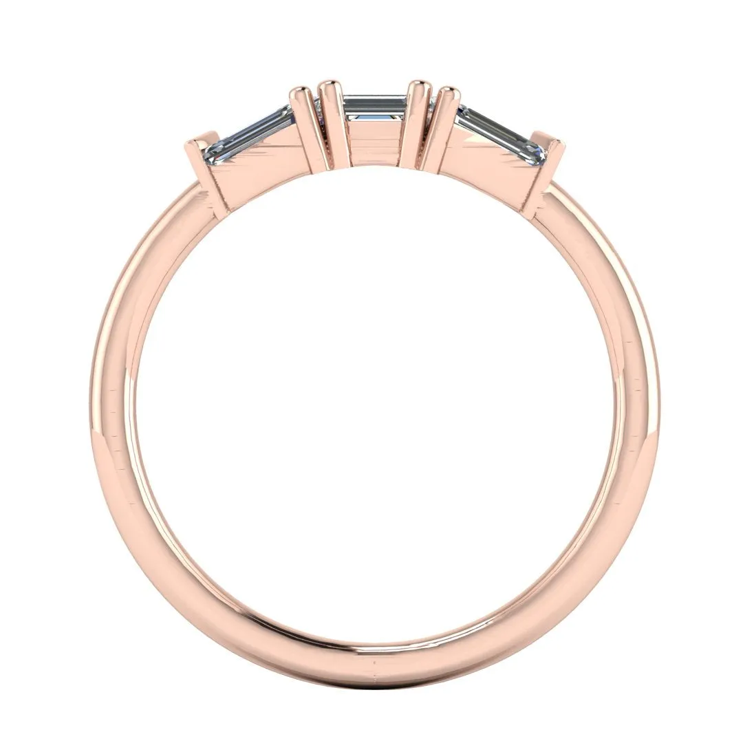 "Yara" V Shape Eternity Ring Emerald Cut 0.30ct Diamond ET36