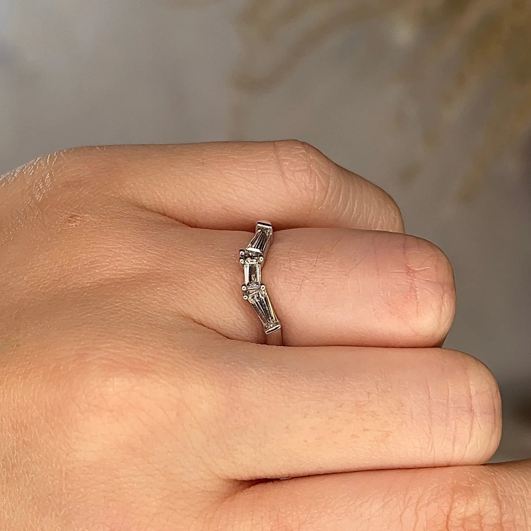 "Yara" V Shape Eternity Ring Emerald Cut 0.30ct Diamond ET36