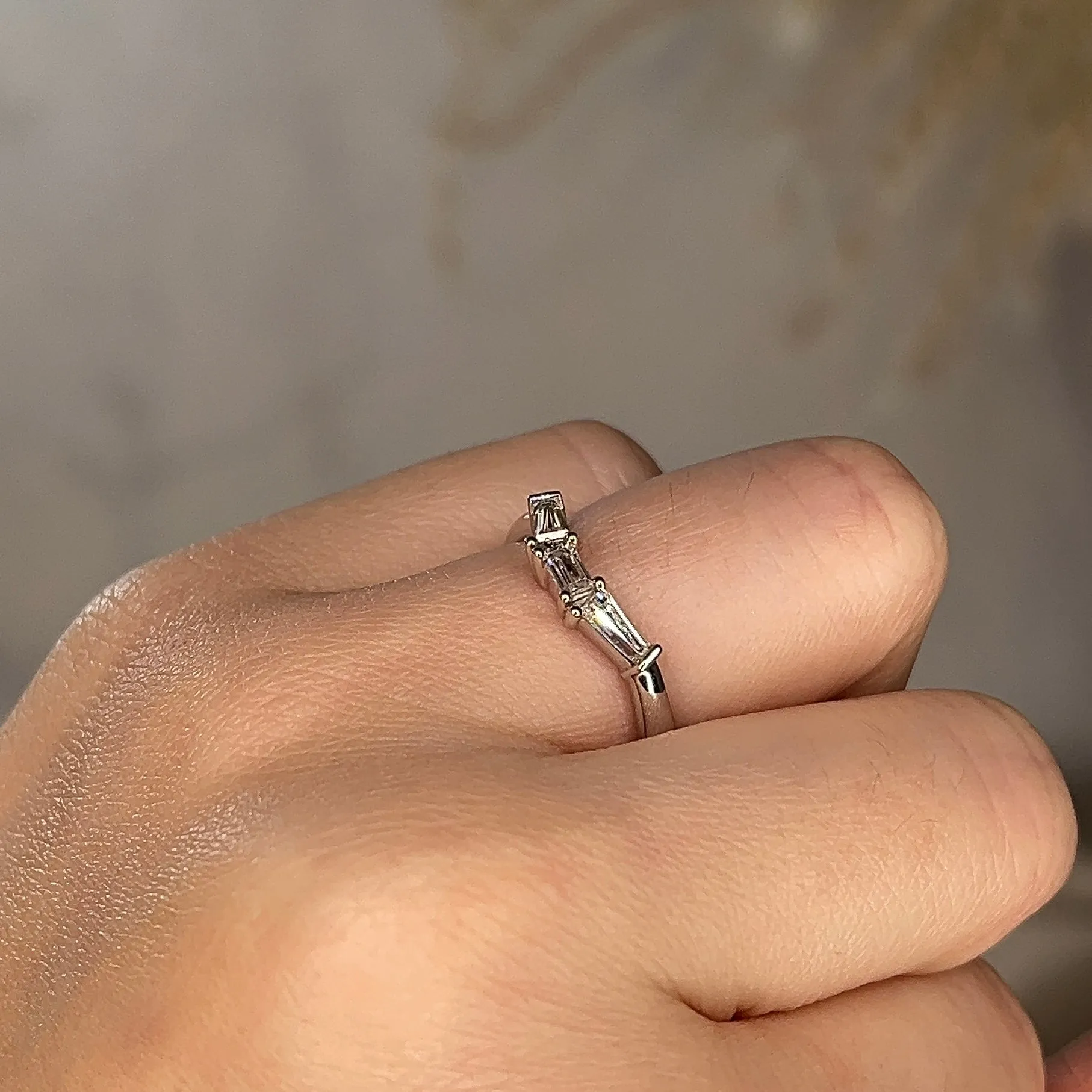 "Yara" V Shape Eternity Ring Emerald Cut 0.30ct Diamond ET36