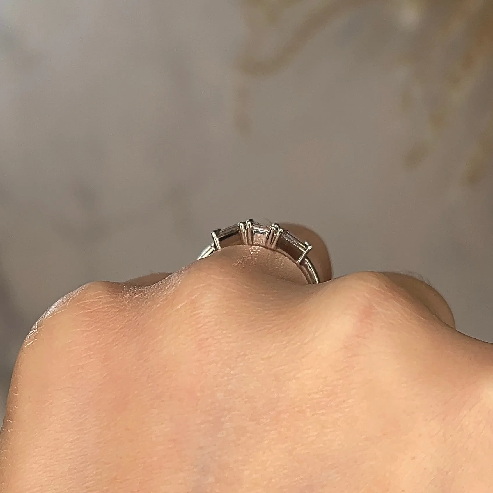 "Yara" V Shape Eternity Ring Emerald Cut 0.30ct Diamond ET36