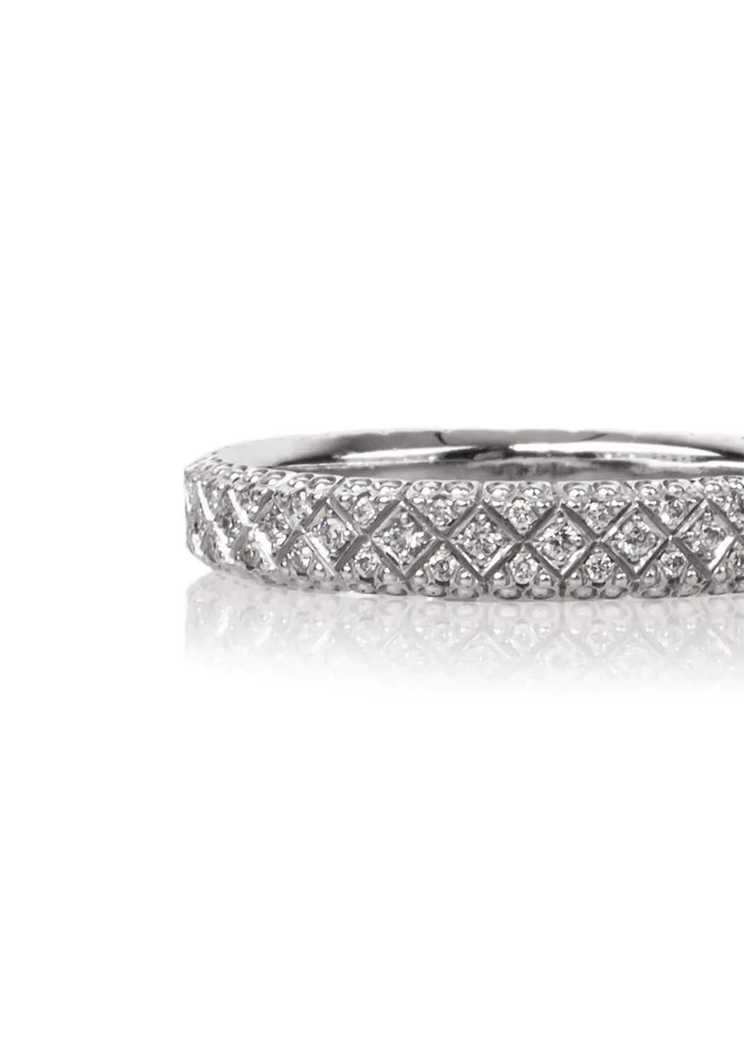 Rahaminov 18KWG Geometric Pavé Diamond Band