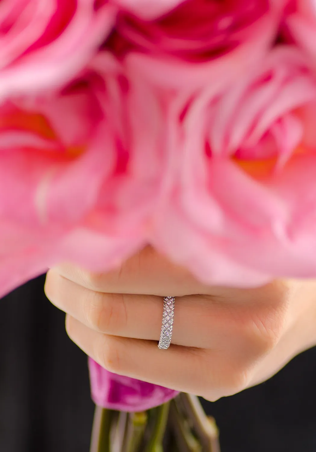 Rahaminov 18KWG Geometric Pavé Diamond Band