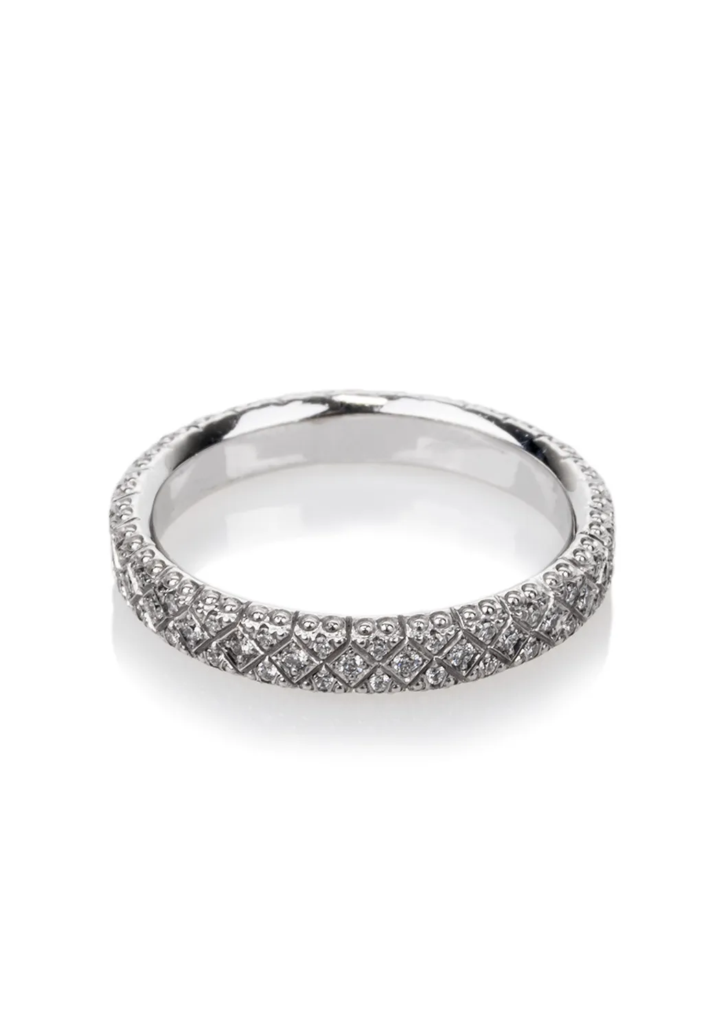 Rahaminov 18KWG Geometric Pavé Diamond Band