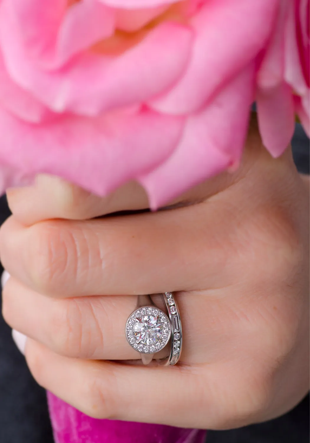Rahaminov Matte 18KWG Halo Bezel Set Round Diamond Ring
