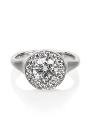 Rahaminov Matte 18KWG Halo Bezel Set Round Diamond Ring