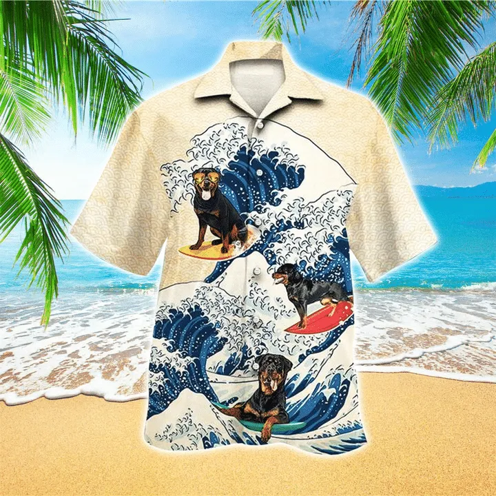 Rottweiler Colorful Tropical Hawaiian Shirt For men women, Dog Short Sleeve Hawaiian Aloha Shirt