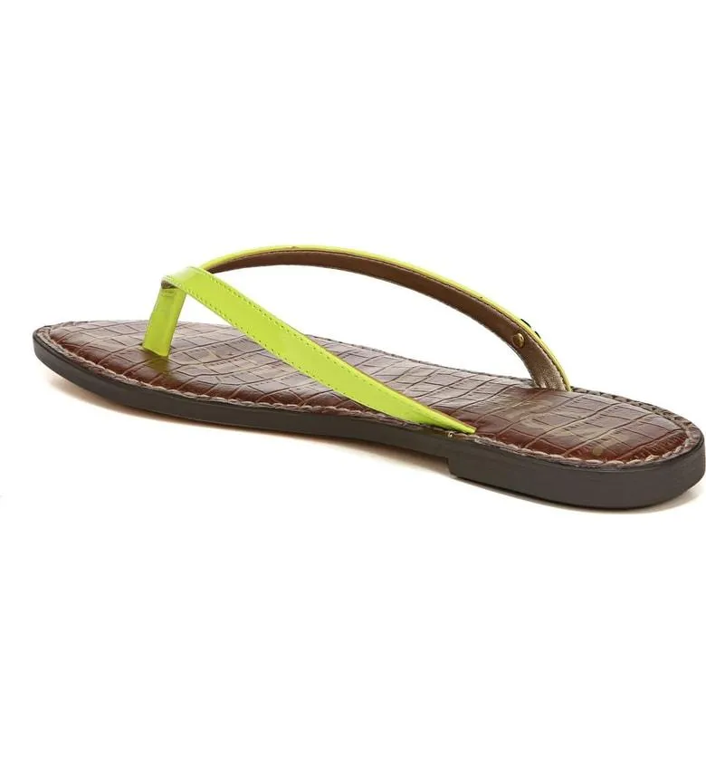 Sam Edelman Gracie Thong Slip On Slide Flat Sandals NEON YELLOW (6.5, NEON YELLOW)