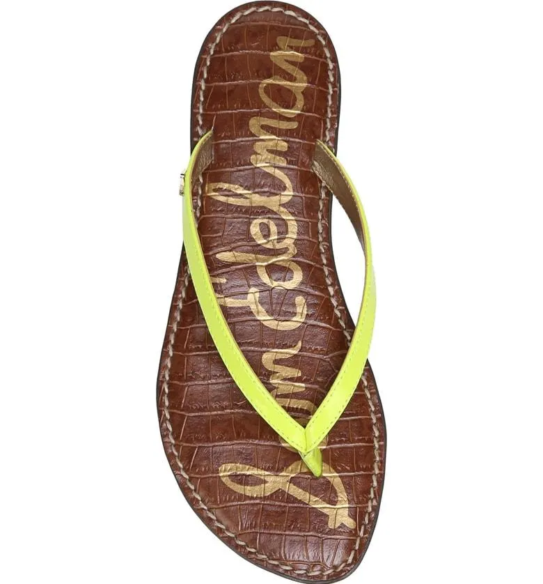 Sam Edelman Gracie Thong Slip On Slide Flat Sandals NEON YELLOW (6.5, NEON YELLOW)