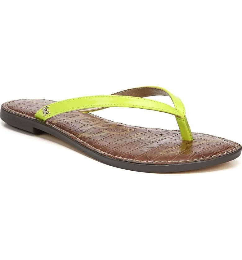 Sam Edelman Gracie Thong Slip On Slide Flat Sandals NEON YELLOW (6.5, NEON YELLOW)