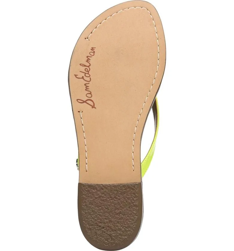 Sam Edelman Gracie Thong Slip On Slide Flat Sandals NEON YELLOW (6.5, NEON YELLOW)