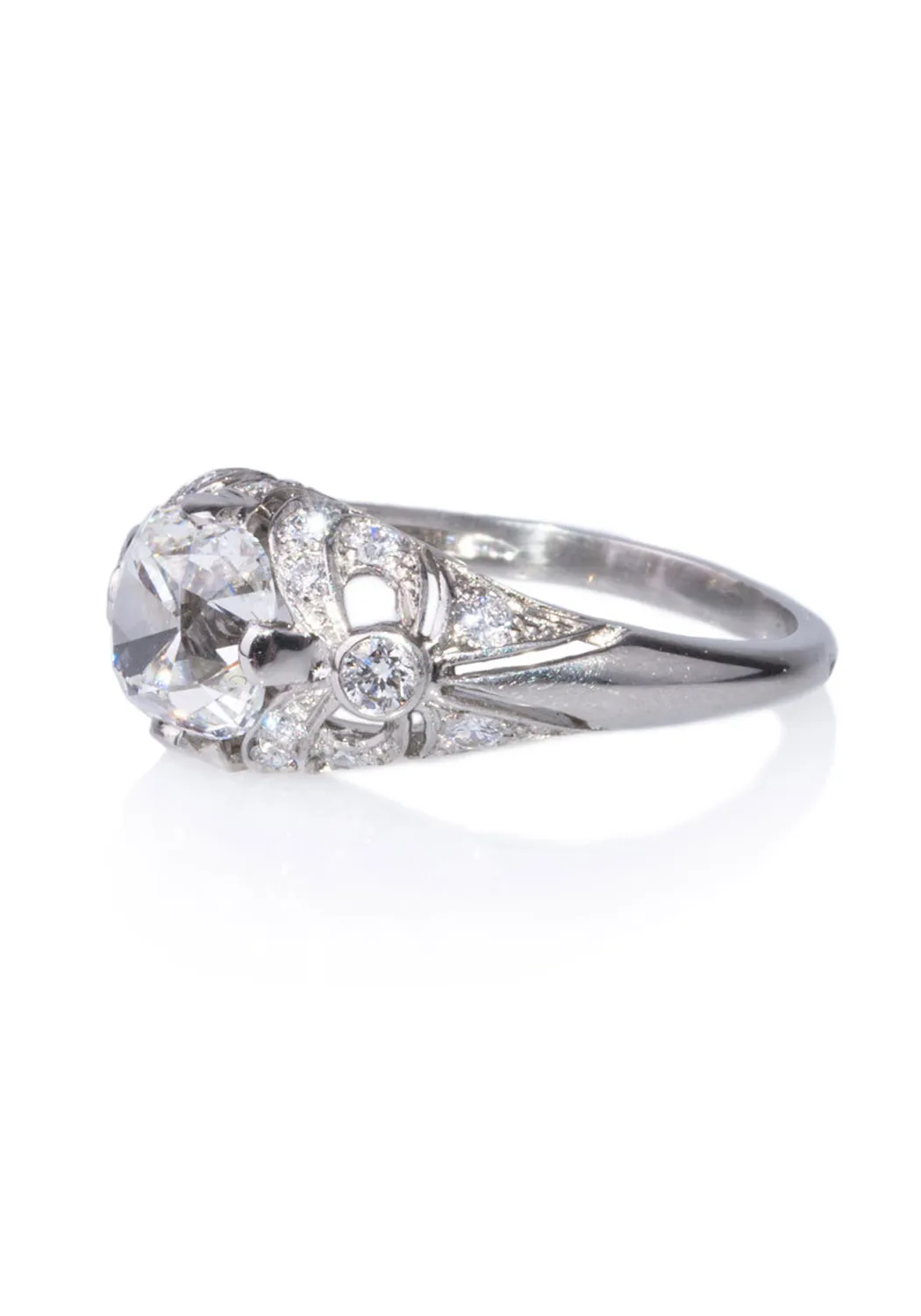 Sébastien Barier Platinum Cushion Cut Diamond Ring
