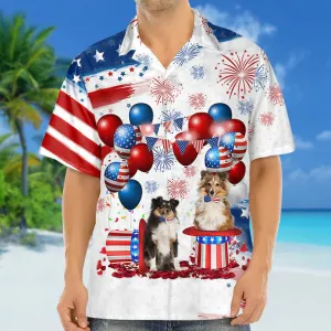 Shetland Sheepdog Independence Day Hawaiian Shirt for men and women, 4th of july hawaiian shirt