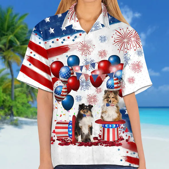 Shetland Sheepdog Independence Day Hawaiian Shirt for men and women, 4th of july hawaiian shirt