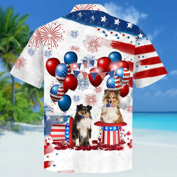 Shetland Sheepdog Independence Day Hawaiian Shirt for men and women, 4th of july hawaiian shirt