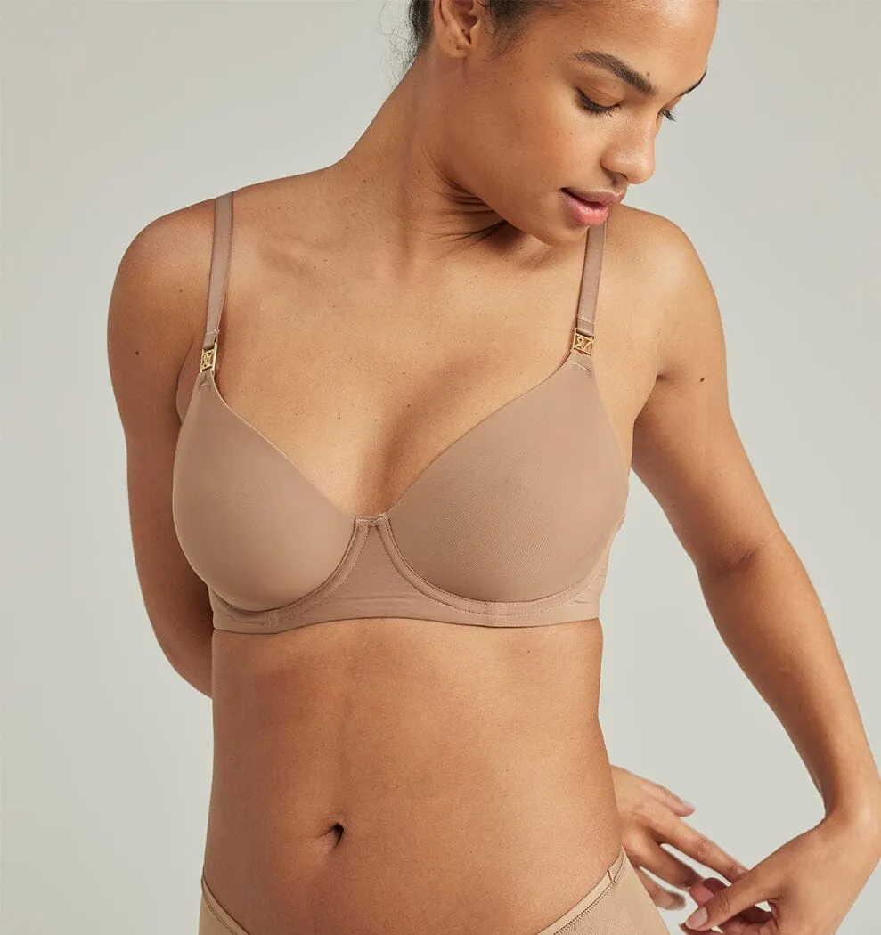 Smooth full cup t-shirt bra [Mocha]