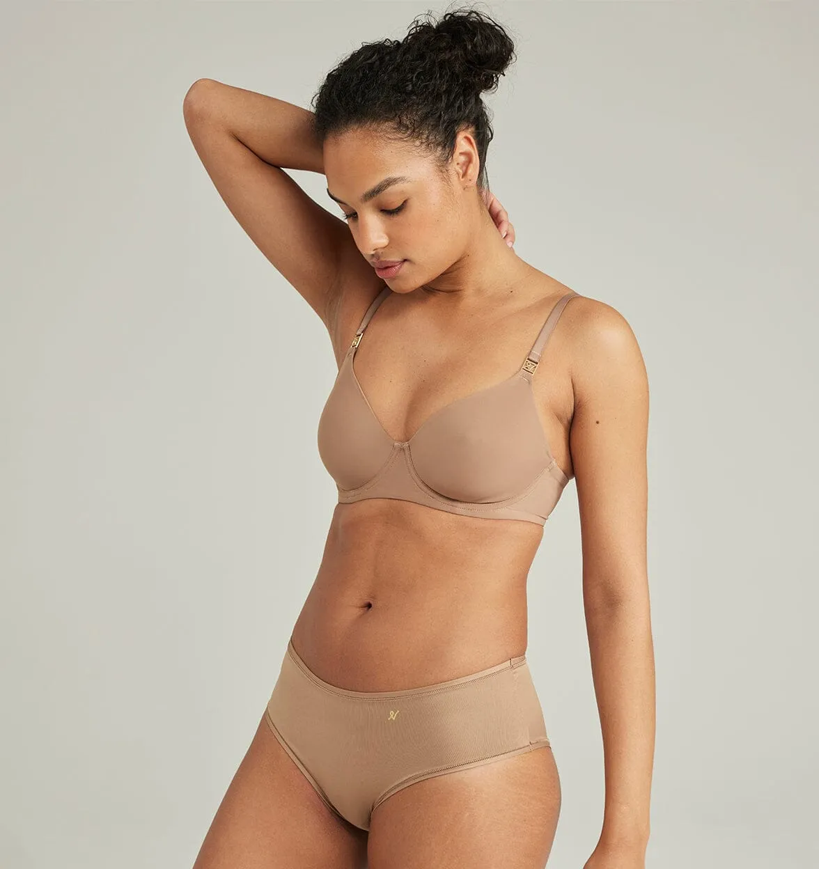 Smooth full cup t-shirt bra [Mocha]