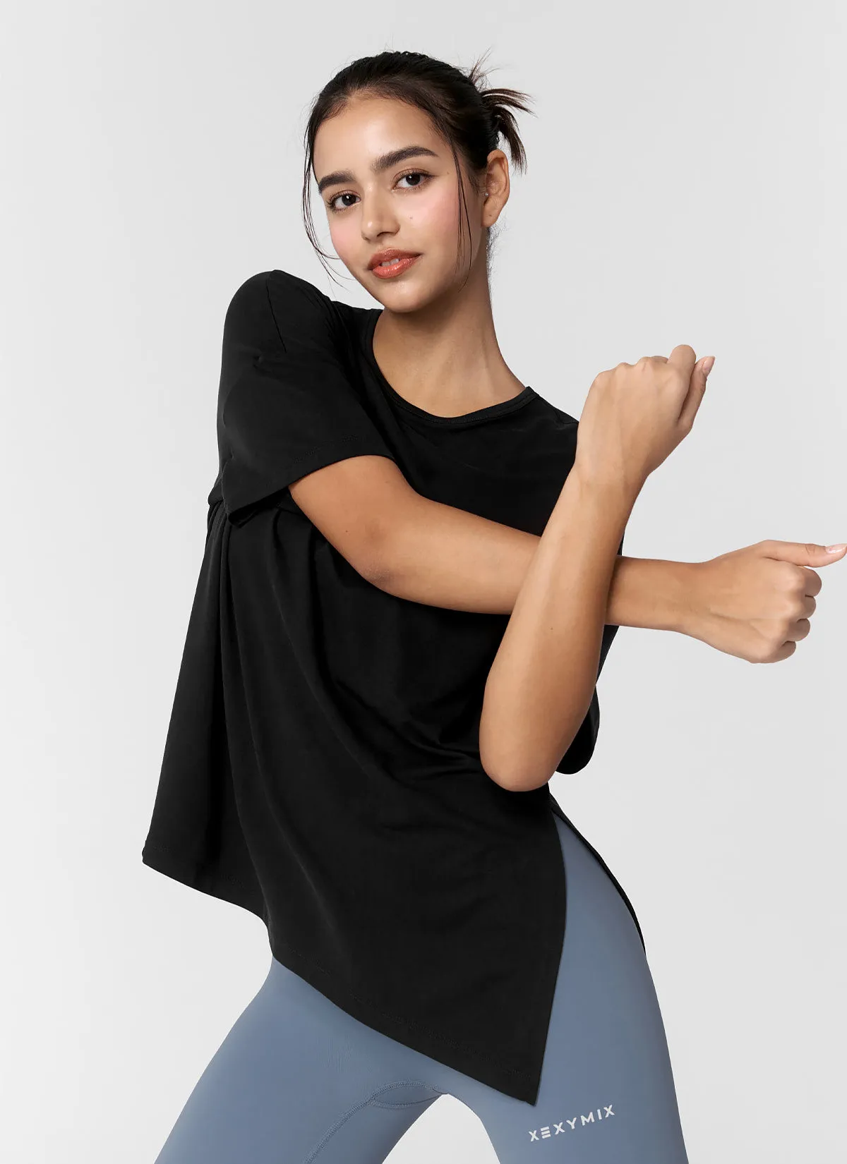 Smooth Unbalance Slit Short Sleeve