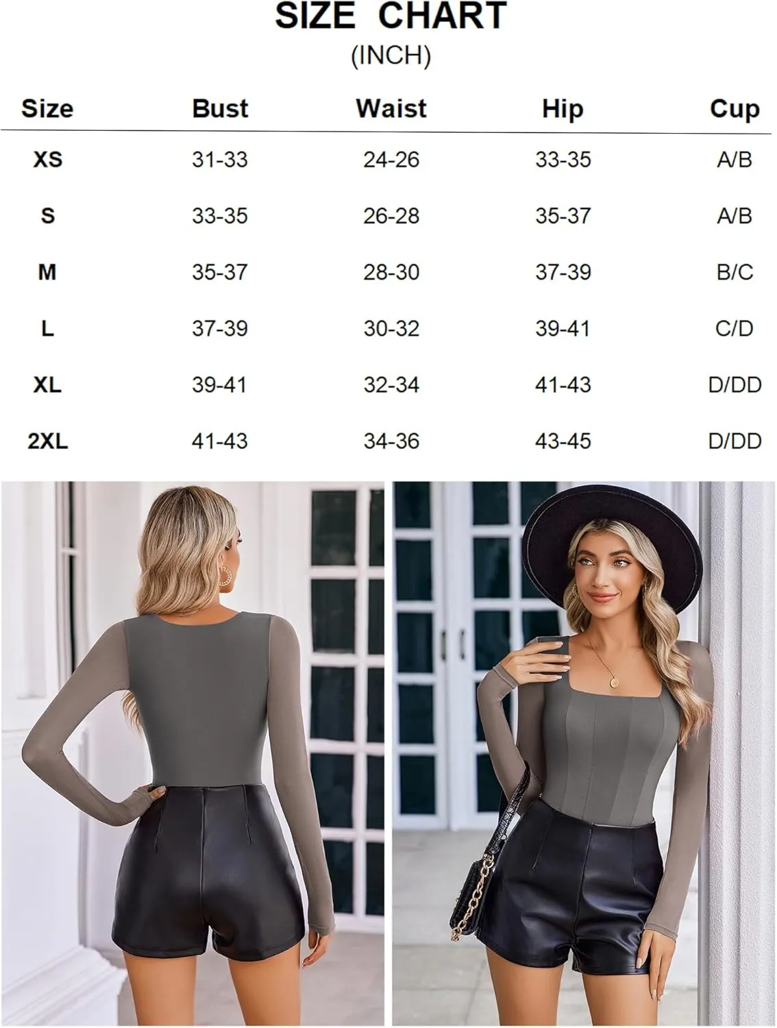 Square Neck One Piece Mesh Leotard Tops