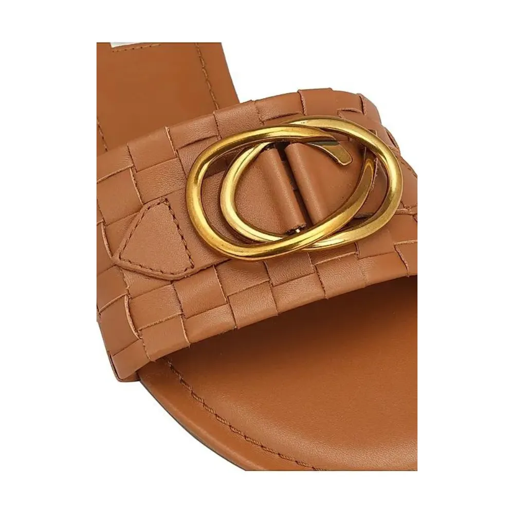 Tan Sliders With Gold Embellishment