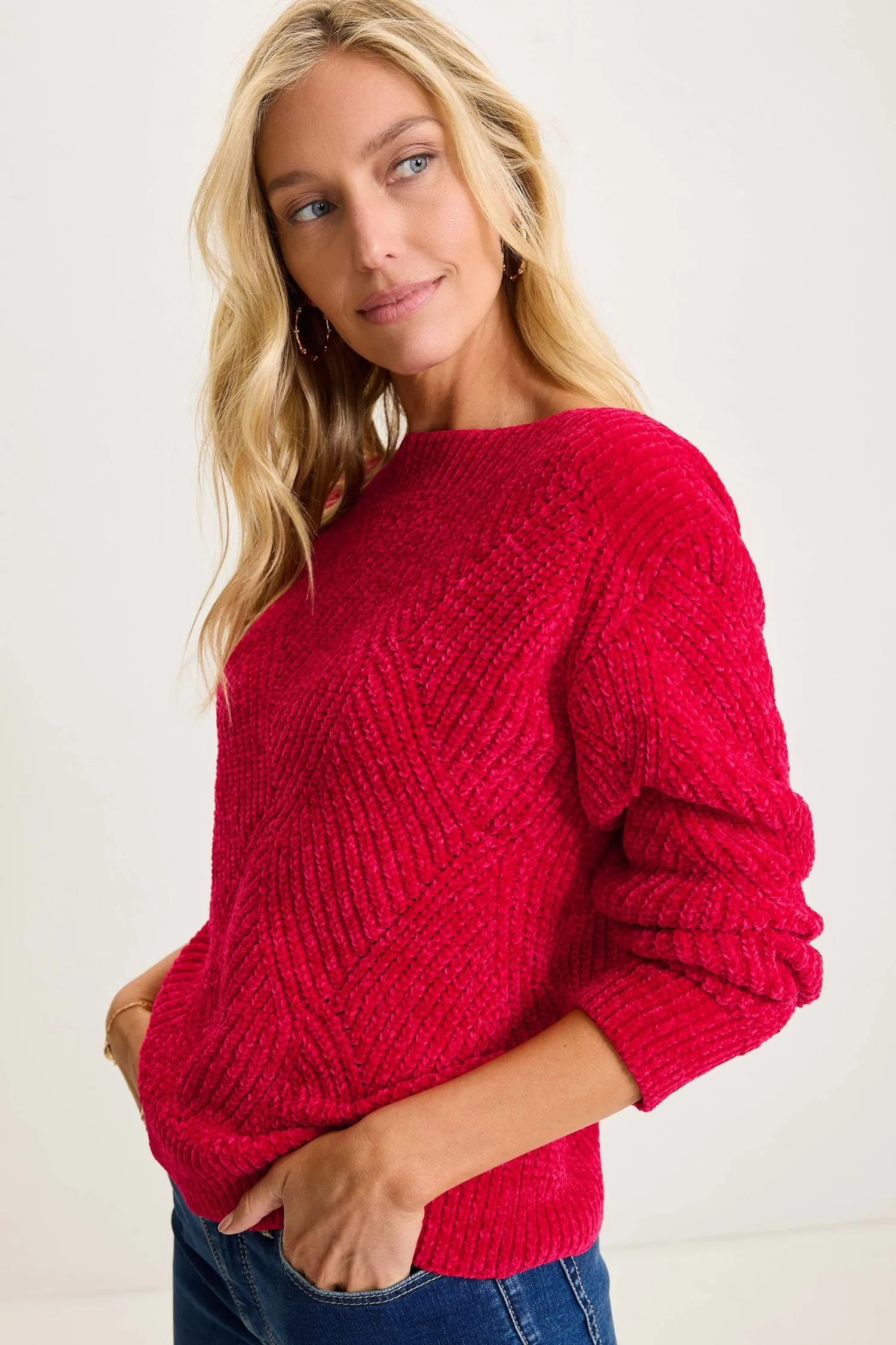 Tommy Bahama Island Luna Chenille Shell Stitch Boat-Neck Sweater - Style SW421036