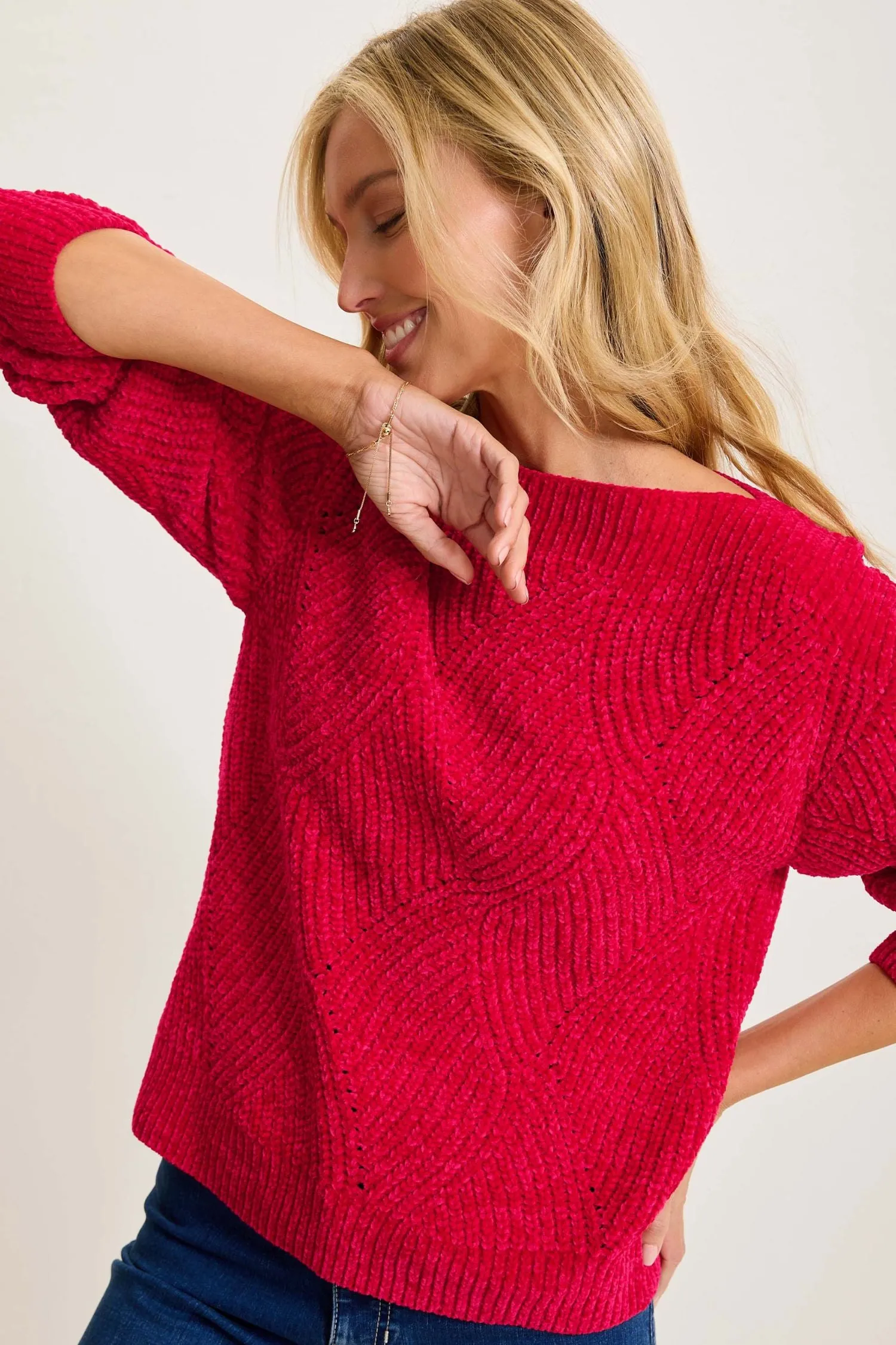 Tommy Bahama Island Luna Chenille Shell Stitch Boat-Neck Sweater - Style SW421036