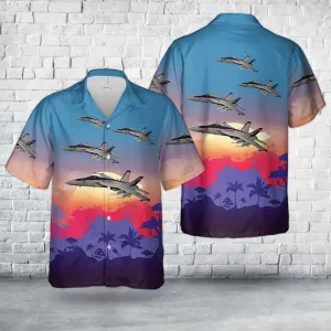US Navy F/A-18E Super Hornet Of Strike Fighter Squadron 137 (VFA-137) "Kestrels" Hawaiian Shirt