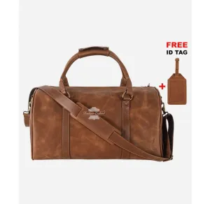 Vintage Leather Weekend Bag Duffle Bag Large Holdall with Shoe Compartment
