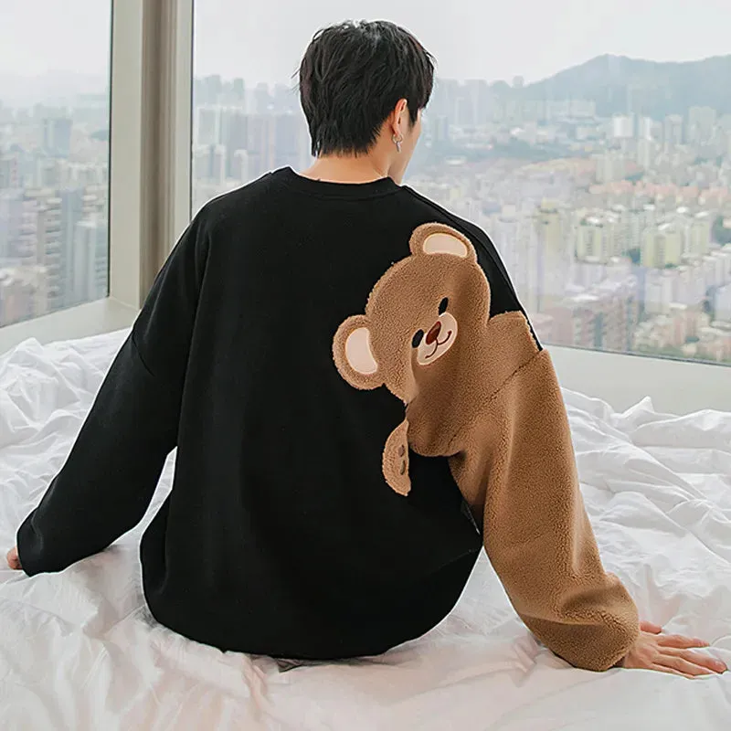 Willy - Speels comfort cartoon beer borduursel ronde hals sweatshirt