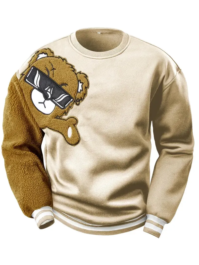 Willy - Speels comfort cartoon beer borduursel ronde hals sweatshirt