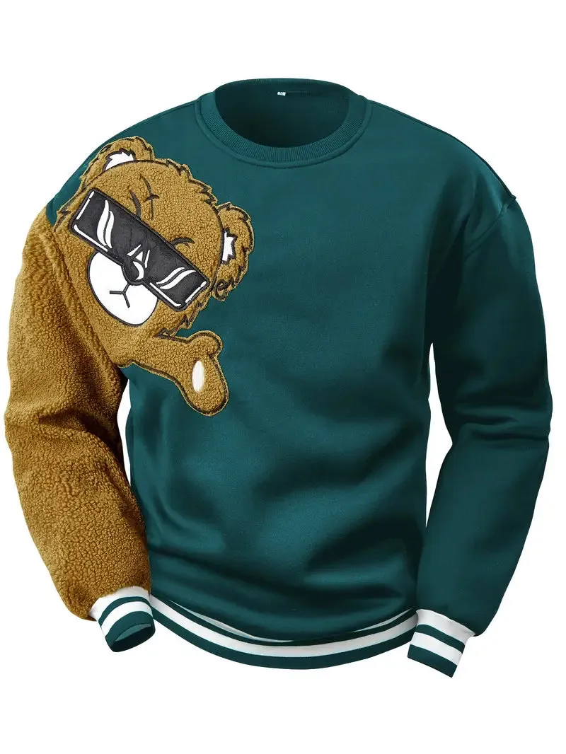 Willy - Speels comfort cartoon beer borduursel ronde hals sweatshirt