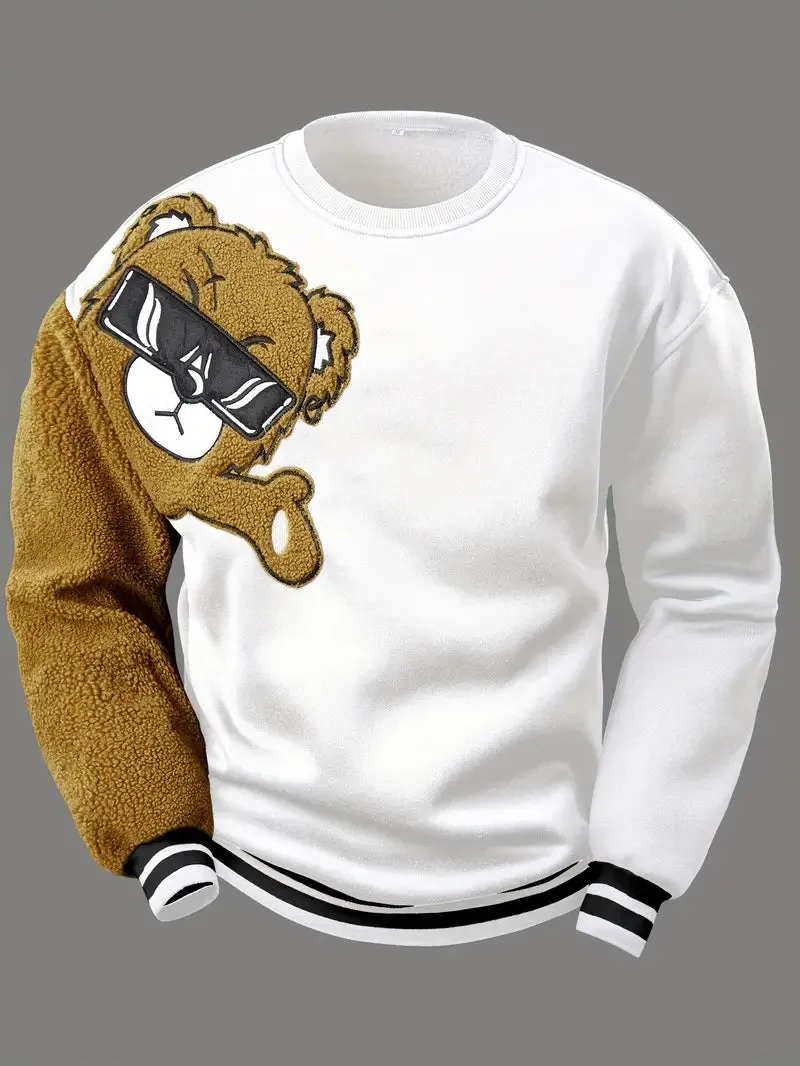 Willy - Speels comfort cartoon beer borduursel ronde hals sweatshirt