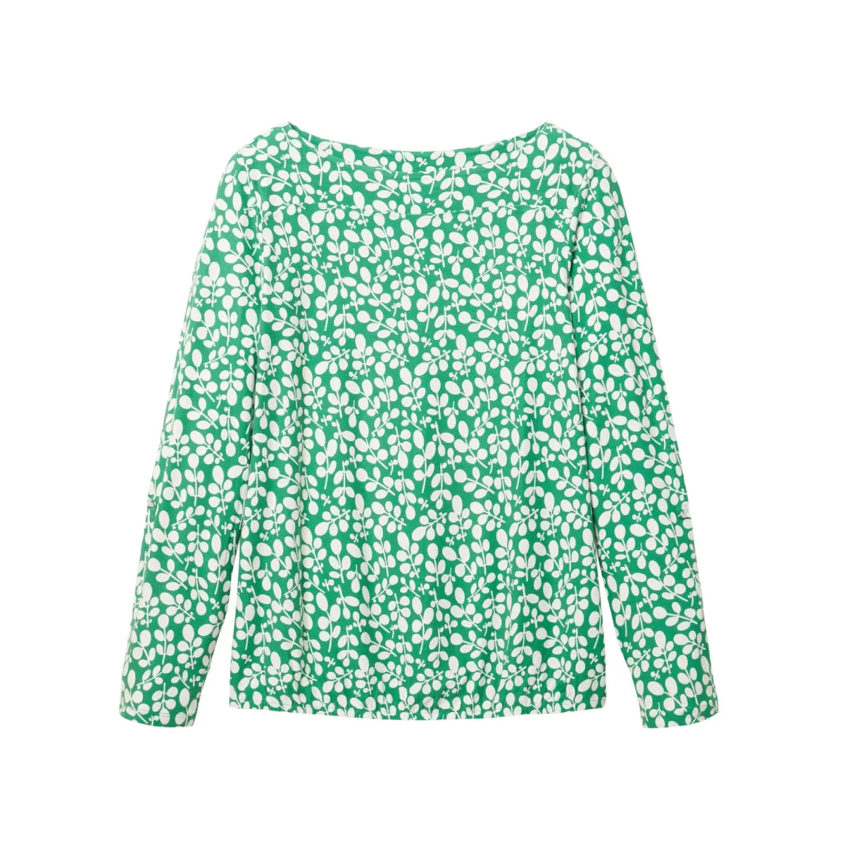 Womens Boat Neck Long Sleeve Printed Top