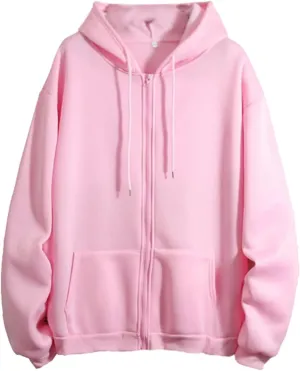 Womens Full Zip Up Hoodies Casual Fleece Lightweight Drawstring Long Sleeve Sweatshirt Jacket with Pockets